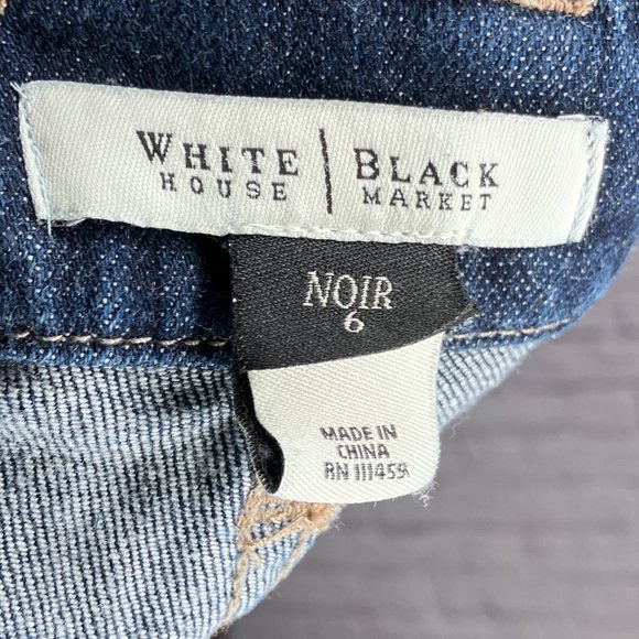 White House Black Market 6 Dark Wash Noir Ombre Dip Dye Stretch Slim Crop Jeans - Picture 3 of 4